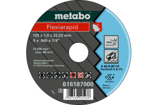 Відрізний диск Metabo Flexiarapid 125x1,0х22,2 Inox, TF 41 (616187000)