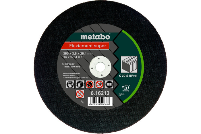 Купить Отрезной диск Metabo Flexiamant super 300x3,0x25,4 Камень, TF 41 (616212000). Официальный магазин Metabo, фирменная гарантия с доставкой по Украине.