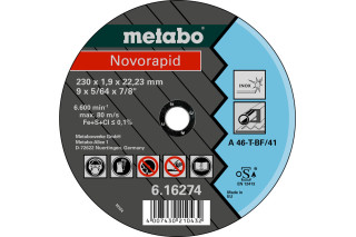 Відрізний диск Metabo Novorapid 230x1,9x22,2 Inox, TF 41 (616274000)