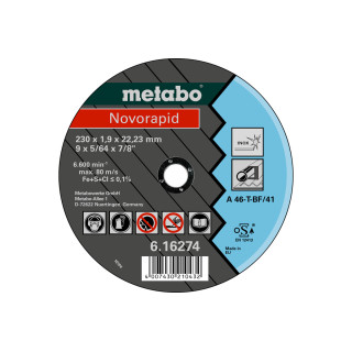Відрізний диск Metabo Novorapid 230x1,9x22,2 Inox, TF 41 (616274000)