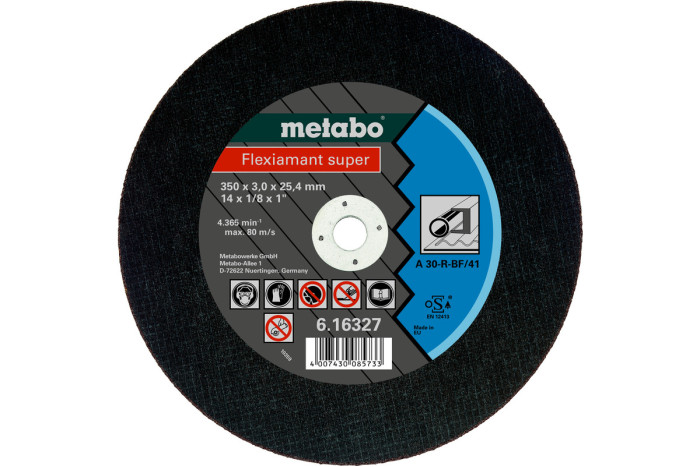 Купить Отрезной диск Metabo Flexiamant super 350x3,0x25,4 Сталь, TF 41 (616327000). Официальный магазин Metabo, фирменная гарантия с доставкой по Украине.