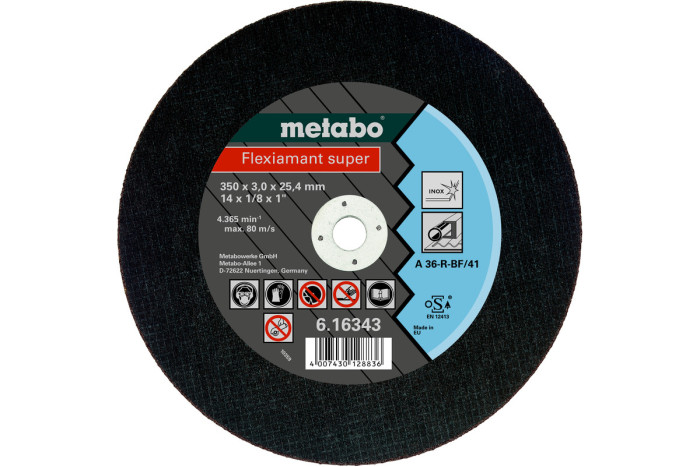 Купити Відрізний диск Metabo Flexiamant Super 350x3,0x25,4 Inox, TF 41 (616343000). Офіційний магазин Metabo, фірмова гарантія з доставкою по Украіні