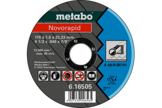 Відрізний диск Metabo Novorapid 115x1,0х22,2 мм, Сталь, TF 41 (616505000)