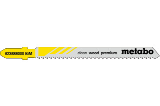 5 пилкових полотен для лобзиків Metabo «Clean Wood Premium», 74/ 2,5 мм (623686000)