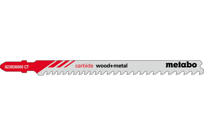 Купить 3 лобзиковые пилки Metabo «Carbide Wood + Metal», 108/3,5–5 мм (623836000). Официальный магазин Metabo, фирменная гарантия с доставкой по Украине.