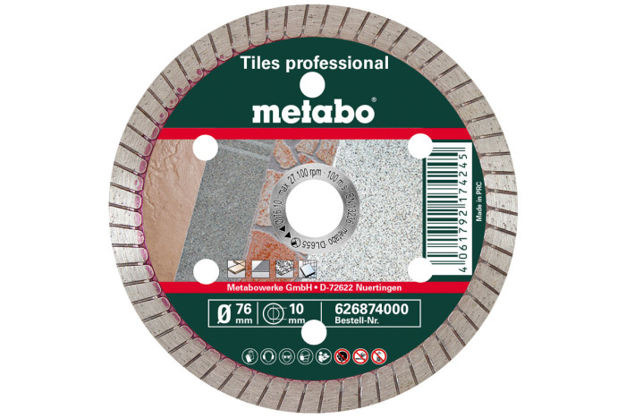 Купить Алмазный отрезной круг Metabo 76x10,0 мм, «TP», для плитки «Professional» (626874000). Официальный магазин Metabo, фирменная гарантия с доставкой по Украине.