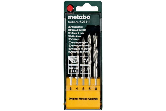 Купить Касета зі свердлами Metabo по дереву, 5 предметів, Е 6,3 (627111000). Официальный магазин Metabo, фирменная гарантия с доставкой по Украине.