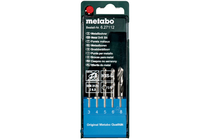 Купити Касета зі свердлами Metabo HSS-G, 5 предметів, E 6,3 (627112000). Офіційний магазин Metabo, фірмова гарантія з доставкою по Украіні