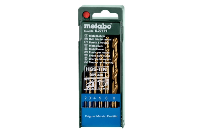 Купити Касета зі свердлами Metabo HSS-TIN, 6 предметів (627171000). Офіційний магазин Metabo, фірмова гарантія з доставкою по Украіні