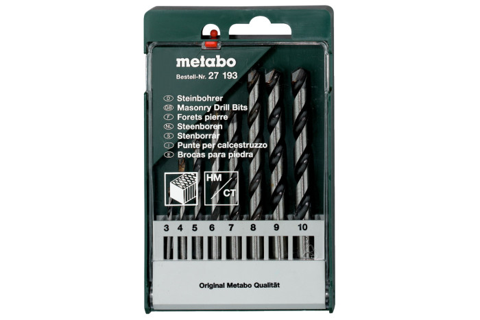 Купить Кассета со сверлами Metabo по камню, 8 предметов (627193000). Официальный магазин Metabo, фирменная гарантия с доставкой по Украине.