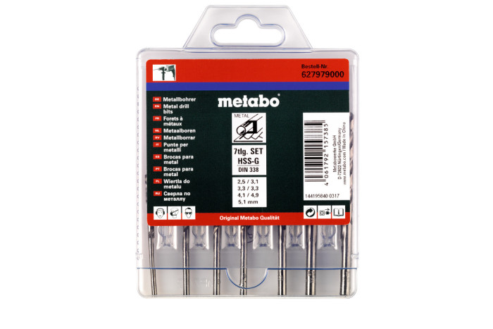 Купити Касета зі свердлами Metabo HSS-G, 7 предметів (627979000). Офіційний магазин Metabo, фірмова гарантія з доставкою по Украіні