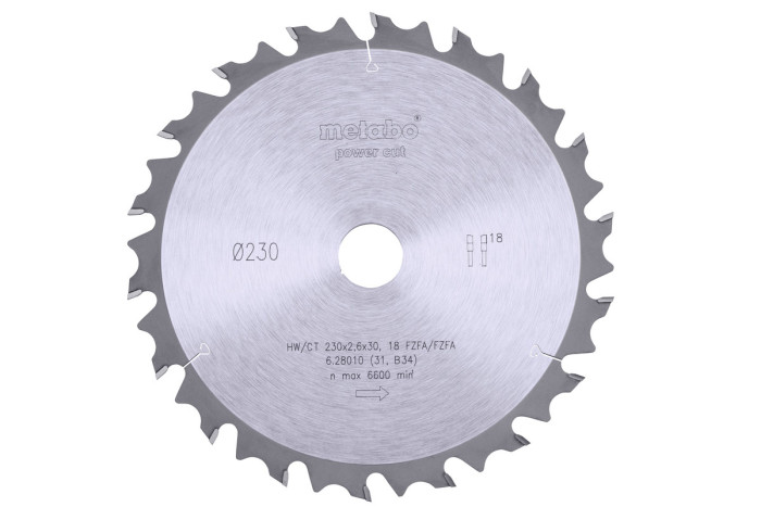Купити Пилкове полотно Metabo «Power Cut Wood - Professional», 230х30, Z18 FZ/FA 10° (628010000). Офіційний магазин Metabo, фірмова гарантія з доставкою по Украіні