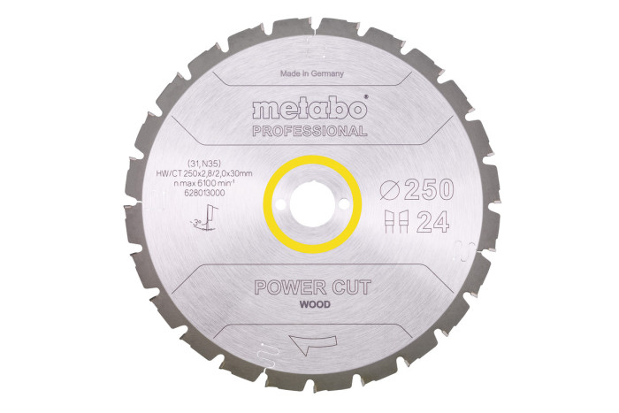 Купить Пильное полотно Metabo «Power Cut Wood — Professional», 250x30, Z24 WZ 3° neg. (628013000). Официальный магазин Metabo, фирменная гарантия с доставкой по Украине.
