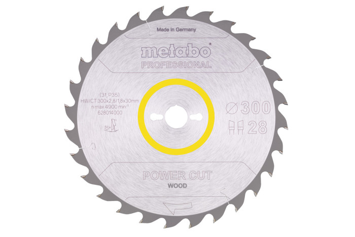 Купити Пилкове полотно Metabo «Power Cut Wood — Professional», 300x30, Z28 WZ 15° (628014000). Офіційний магазин Metabo, фірмова гарантія з доставкою по Украіні
