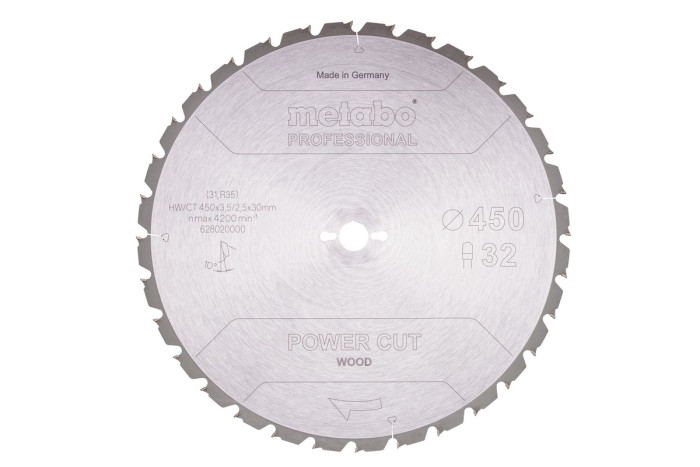 Купити Пилкове полотно Metabo «Power Cut Wood — Professional», 450х30, Z32 FZ/FA 10° (628020000). Офіційний магазин Metabo, фірмова гарантія з доставкою по Украіні
