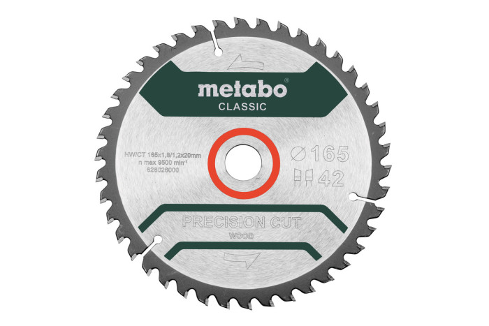 Купити Пилкове полотно Metabo «Precision Cut Wood — Classic», 165x20 Z42 WZ 5° (628026000). Офіційний магазин Metabo, фірмова гарантія з доставкою по Украіні