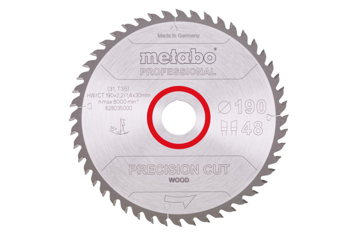 Купити Пилкове полотно Metabo «Precision Cut Wood — Professional», 190x30, Z48 WZ 15° (628035000). Офіційний магазин Metabo, фірмова гарантія з доставкою по Украіні
