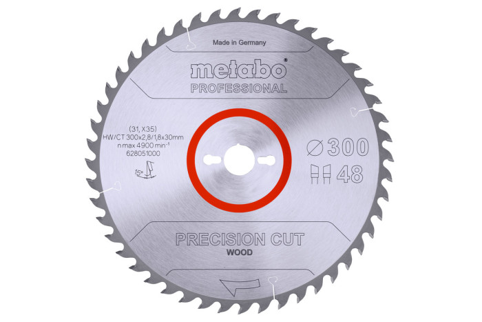 Купить Пильное полотно Metabo «Precision Cut Wood - Professional», 300x30, Z48 WZ 15° (628051000). Официальный магазин Metabo, фирменная гарантия с доставкой по Украине.