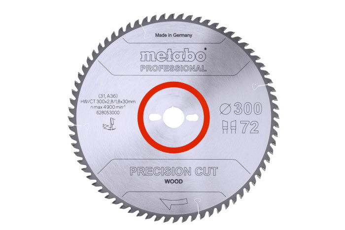 Купити Пилкове полотно Metabo «Precision Cut Wood - Professional», 300X30, Z72 WZ 10° (628053000). Офіційний магазин Metabo, фірмова гарантія з доставкою по Украіні