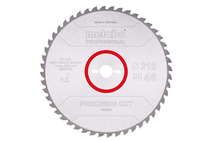 Купити Пилкове полотно Metabo «Precision Cut Wood — Professional», 315х30, Z48 WZ 0° (628057000). Офіційний магазин Metabo, фірмова гарантія з доставкою по Украіні