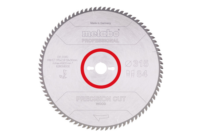 Купить Пильное полотно Metabo «Precision Cut Wood — Professional», 315X30, Z84 WZ 10° (628058000). Официальный магазин Metabo, фирменная гарантия с доставкой по Украине.