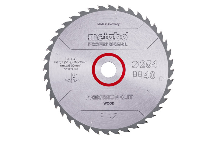 Купити Пилкове полотно Metabo «Precision Cut Wood — Professional», 254x30, Z40 WZ 20° (628059000). Офіційний магазин Metabo, фірмова гарантія з доставкою по Украіні