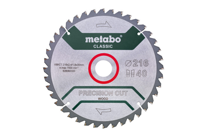 Купить Пильное полотно Metabo «Power Cut Wood — Classic», 216x30, Z40 WZ 5°neg. (628060000). Официальный магазин Metabo, фирменная гарантия с доставкой по Украине.