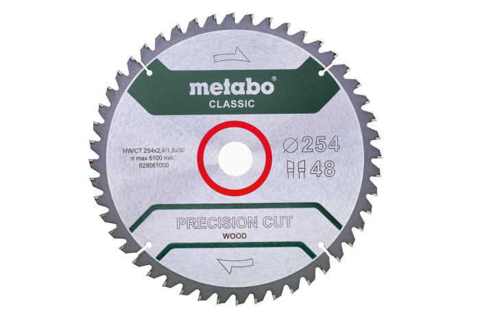 Купити Пилкове полотно Metabo «Precision Cut Wood — Classic», 254x30, Z48 WZ 5°neg. (628061000). Офіційний магазин Metabo, фірмова гарантія з доставкою по Украіні