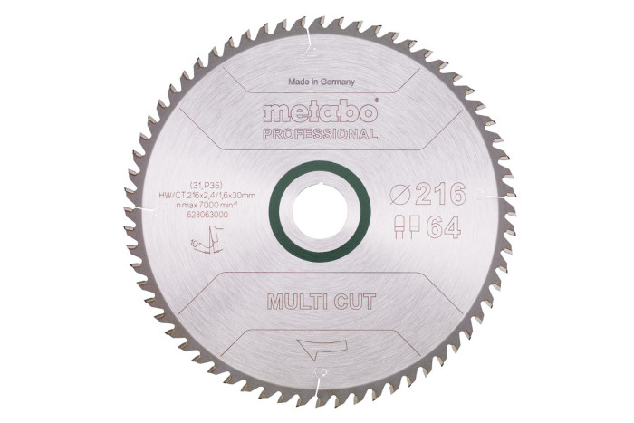 Купить Пильное полотно Metabo «Multi Cut - Professional», 216x30, Z64 FZ/TZ, 10° (628063000). Официальный магазин Metabo, фирменная гарантия с доставкой по Украине.