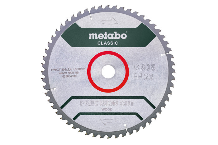 Купить Пильное полотно Metabo «Precision Cut Wood — Classic» 305x30, Z56 WZ 5° neg (628064000). Официальный магазин Metabo, фирменная гарантия с доставкой по Украине.
