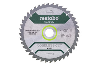 Пилкове полотно Metabo «Cordless Cut Wood — Classic», 216X30 Z40 WZ 5° (628065000)