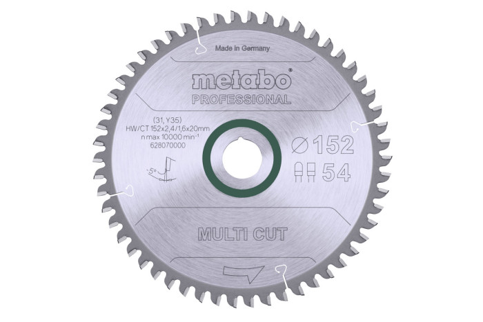 Купити Пилкове полотно Metabo «Multi Cut - Professional», 152х20, Z54 FZ/TZ 5° neg. (628070000). Офіційний магазин Metabo, фірмова гарантія з доставкою по Украіні