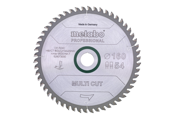 Купити Пилкове полотно Metabo «Multi Cut — Professional», 160x20, Z54 FZ/TZ 8° (628073000). Офіційний магазин Metabo, фірмова гарантія з доставкою по Украіні