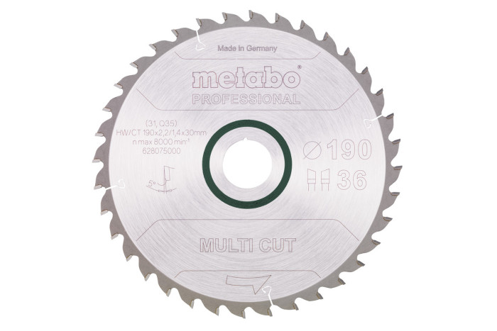 Купить Пильное полотно Metabo «Multi Cut — Professional», 190x30, Z36 WZ 5° (628075000). Официальный магазин Metabo, фирменная гарантия с доставкой по Украине.