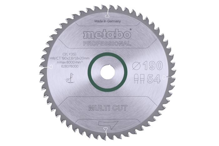 Купити Пилкове полотно Metabo «Multi Cut — Professional», 190х20, Z54 FZ/TZ 5°neg. (628076000). Офіційний магазин Metabo, фірмова гарантія з доставкою по Украіні