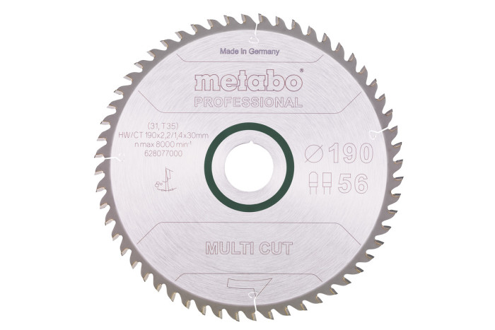 Купить Пильное полотно Metabo «Multi Cut — Professional», 190x30, Z56 FZ/TZ 8° (628077000). Официальный магазин Metabo, фирменная гарантия с доставкой по Украине.