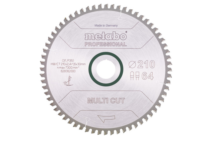 Купить Пильное полотно Metabo «Multi Cut — Professional», 210x30, Z64 FZ/TZ, 5°neg. (628082000). Официальный магазин Metabo, фирменная гарантия с доставкой по Украине.