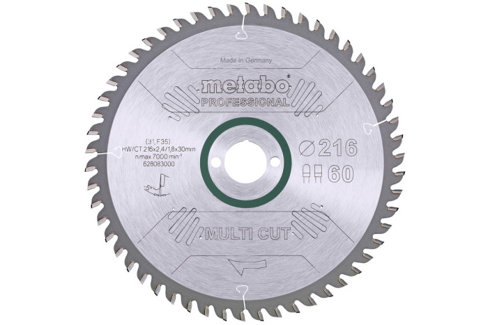 Купити Пилкове полотно Metabo «Multi Cut — Professional», 216x30, Z60 FZ/TZ, 5°neg. (628083000). Офіційний магазин Metabo, фірмова гарантія з доставкою по Украіні
