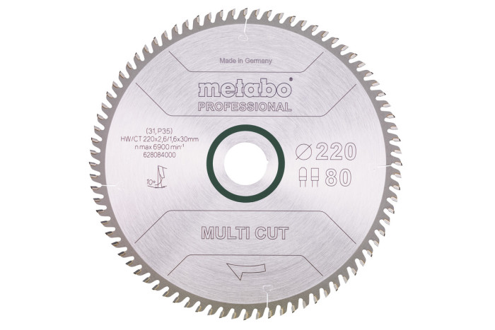 Купить Пильное полотно Metabo «Multi Cut — Professional», 220х30, Z80 FZ/TZ, 10° (628084000). Официальный магазин Metabo, фирменная гарантия с доставкой по Украине.