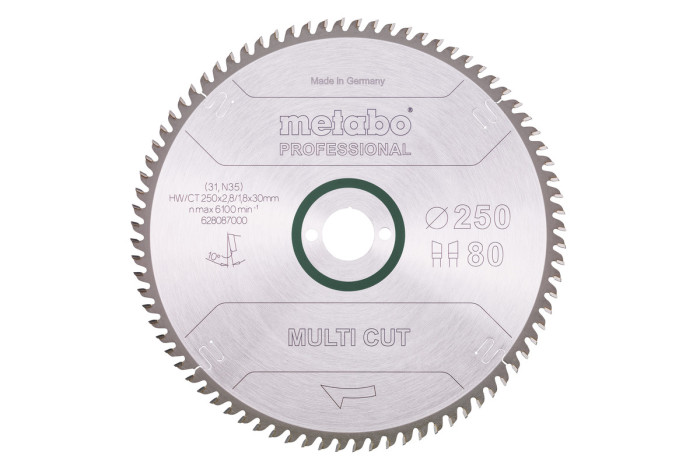 Купити Пилкове полотно Metabo «Multi Cut — Professional», 250x30, Z80 WZ, 10° (628087000). Офіційний магазин Metabo, фірмова гарантія з доставкою по Украіні