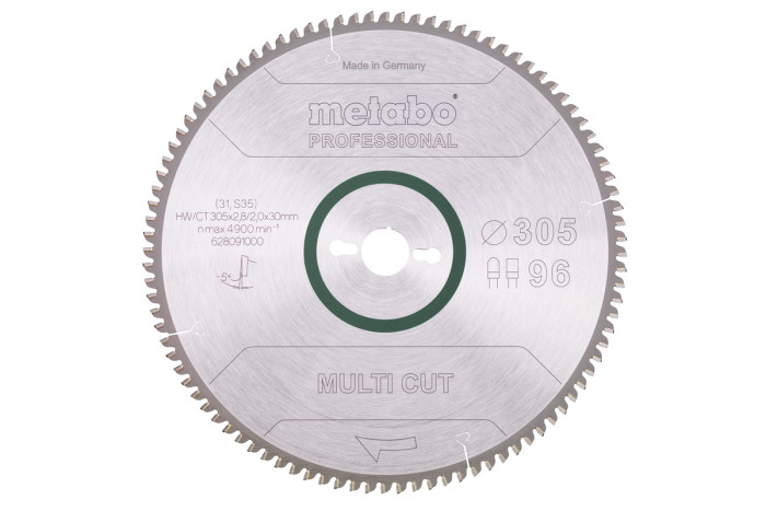 Купить Пильное полотно Metabo «Multi Cut — Professional», 305x30, Z96 FZ/TZ, 5°neg. (628091000). Официальный магазин Metabo, фирменная гарантия с доставкой по Украине.