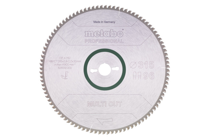 Купити Пилкове полотно Metabo «Multi Cut — Prpfessional», 315x30, Z96 FZ/TZ, 5°neg. (628092000). Офіційний магазин Metabo, фірмова гарантія з доставкою по Украіні
