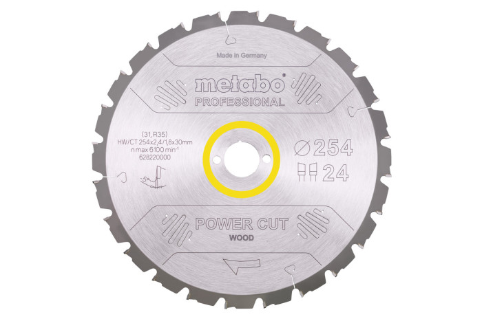 Купити Пилкове полотно Metabo «Power Cut Wood — Professional», 254x30, Z24 WZ 5° neg. (628220000). Офіційний магазин Metabo, фірмова гарантія з доставкою по Украіні
