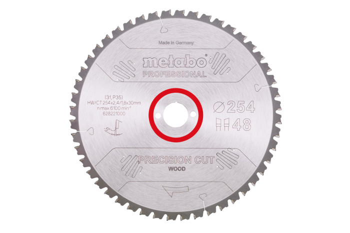 Купити Пилкове полотно Metabo «Precision Cut Wood — Professional», 254x30, Z48 WZ 5° neg. (628221000). Офіційний магазин Metabo, фірмова гарантія з доставкою по Украіні