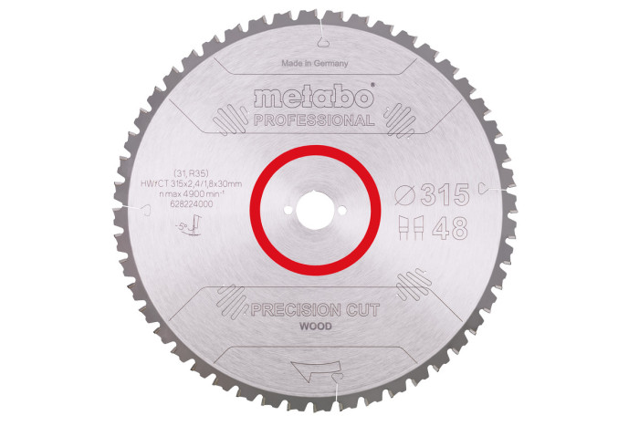 Купить Пильное полотно Metabo «Precision Cut Wood — Professional», 315x30, Z48 WZ 5° neg. (628224000). Официальный магазин Metabo, фирменная гарантия с доставкой по Украине.