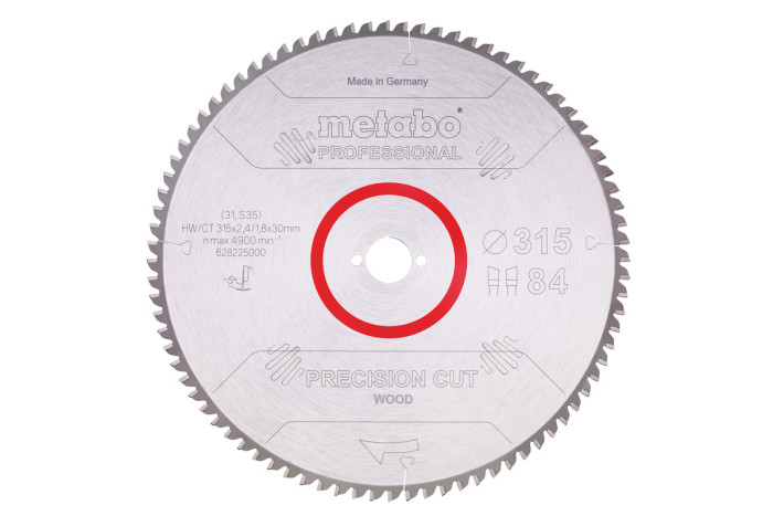 Купити Пилкове полотно Metabo «Precision Cut Wood — Professional», 315x30, Z84 WZ 5° neg. (628225000). Офіційний магазин Metabo, фірмова гарантія з доставкою по Украіні