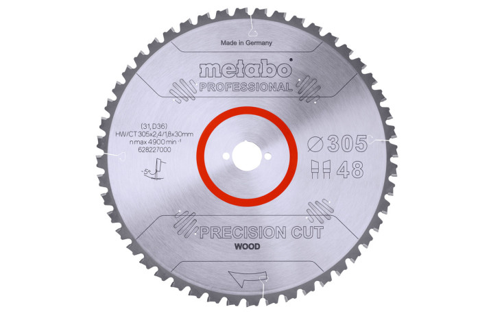 Купить Пильное полотно Metabo «Precision Cut Wood — Professional», 305x30, Z48 WZ 5° neg. (628227000). Официальный магазин Metabo, фирменная гарантия с доставкой по Украине.