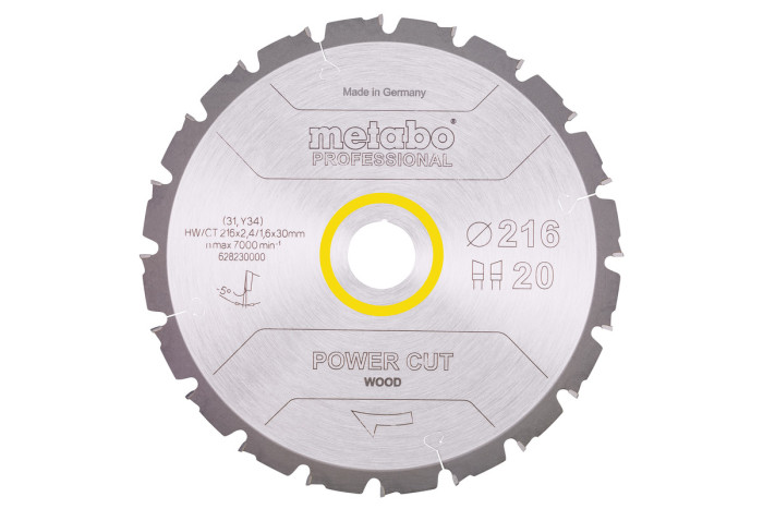Купить Пильное полотно Metabo «Power Cut Wood — Professional», 216X30, Z20 WZ 5° neg. (628230000). Официальный магазин Metabo, фирменная гарантия с доставкой по Украине.