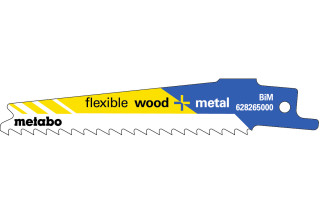 5 пилкових полотен для шабельних пил Metabo «Flexible Wood + Metal», 100 x 0,9 мм (628265000)