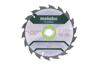 Пилкове полотно Metabo «Cordless Cut Wood — Classic», 165x20 Z18 WZ 20° (628272000)